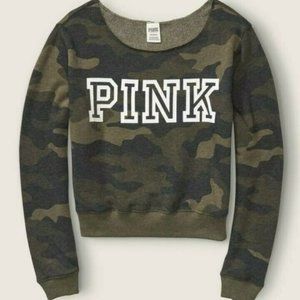 NWT VICTORIA'S SECRET PINK EVERYDAY LOUNGE CROP OFF-SHOULDER SWEATSHIRT